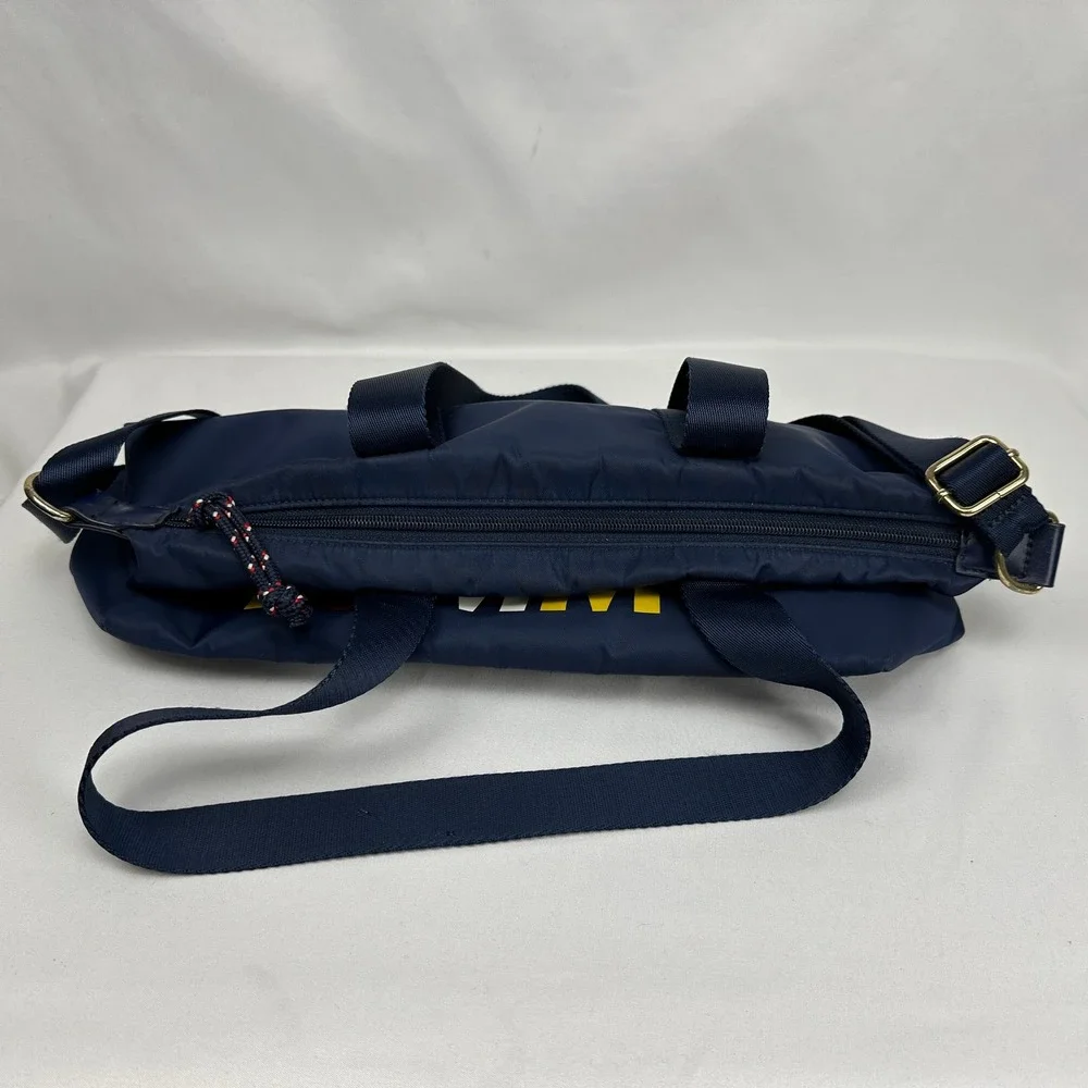 Tommy‎ Hilfiger Nylon Crossbody Tote Bag Navy Blue Large Logo Shoulder Handbag